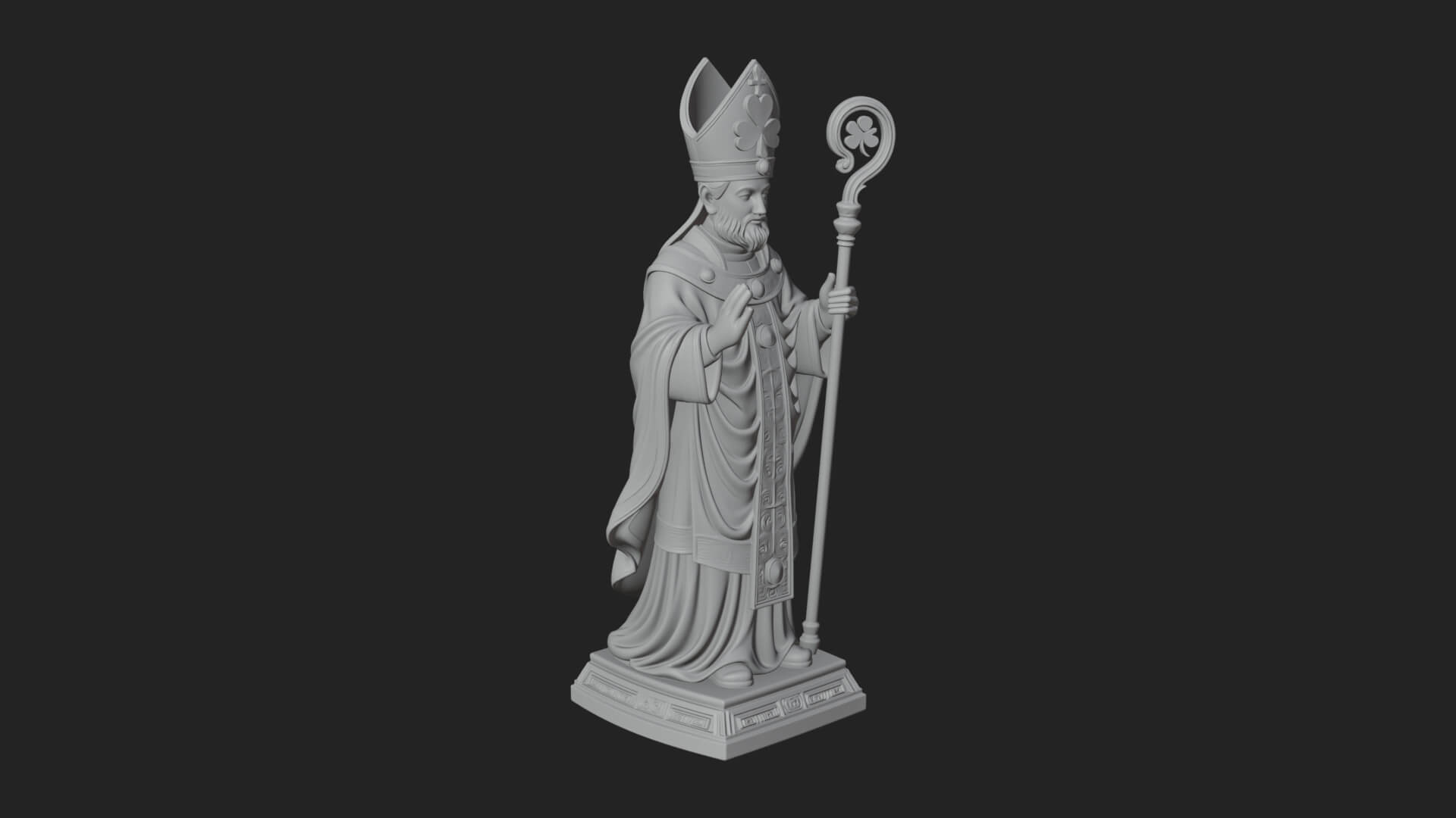 Saint Patrick Bishop Statue Design 4 3D Print Model 3D Model