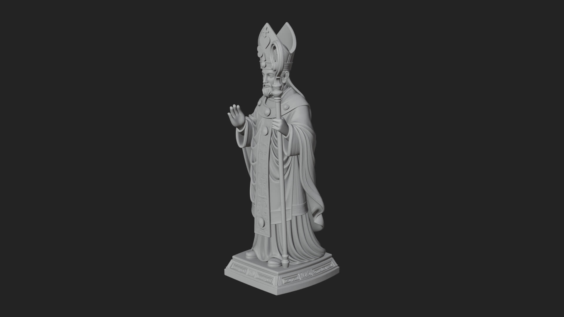 Saint Patrick Bishop Statue Design 4 3D Print Model 3D Model
