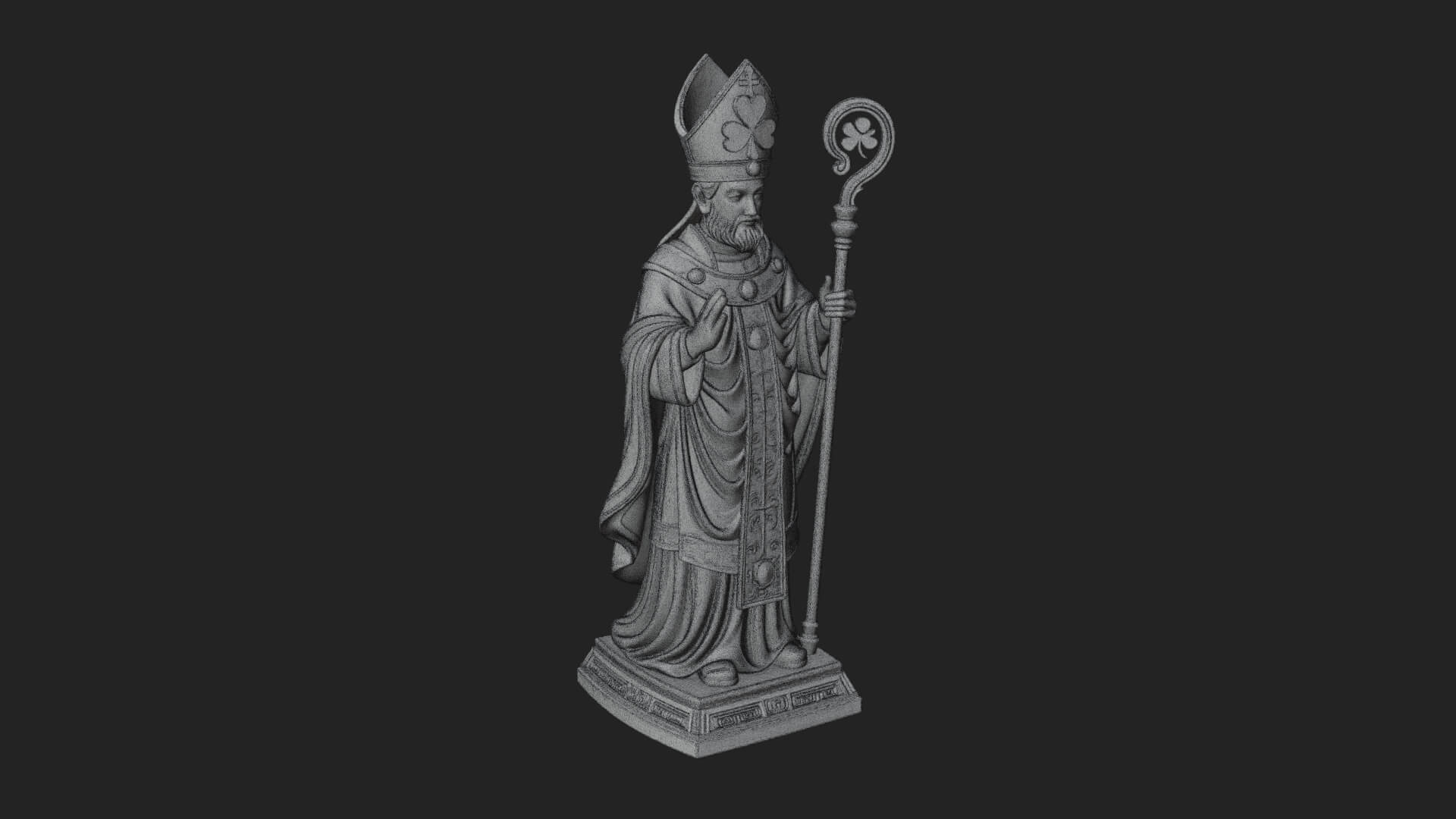 Saint Patrick Bishop Statue Design 4 3D Print Model 3D Model
