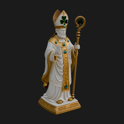 Saint Patrick Bishop Statue Design 4 3D Print Model