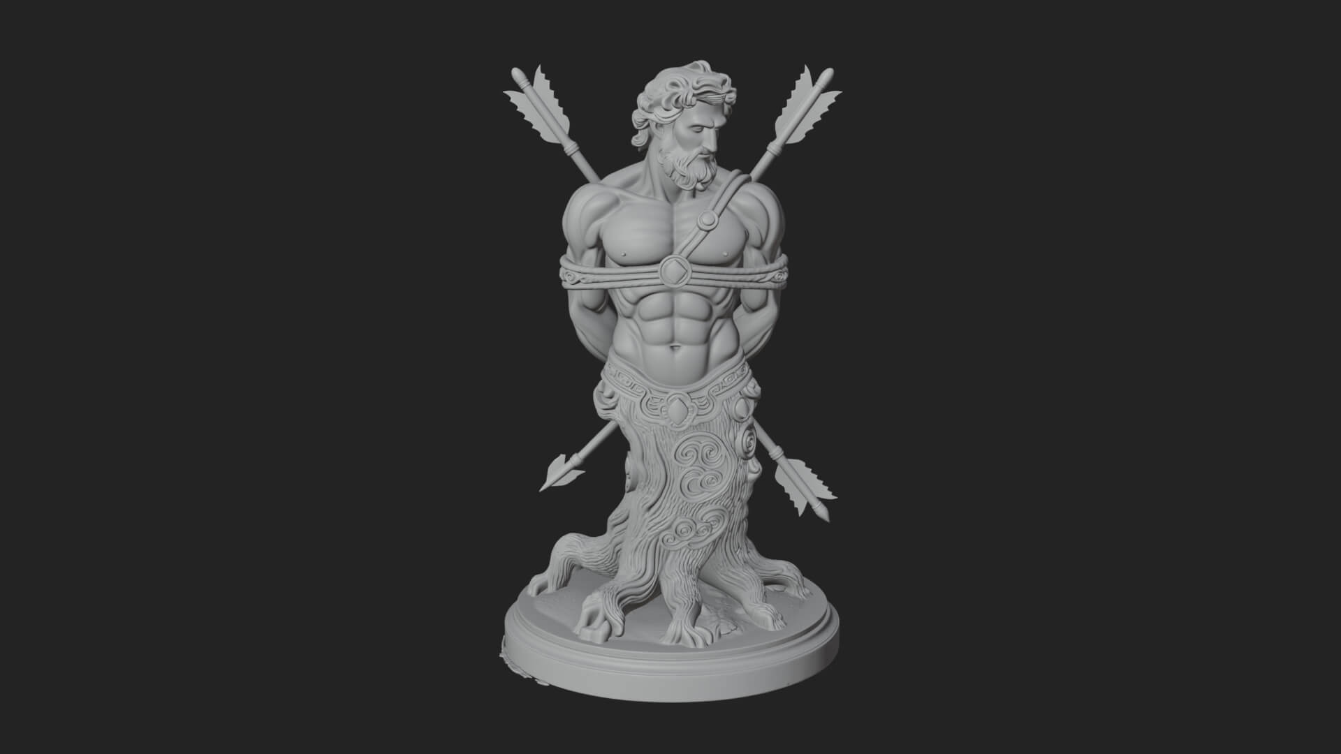 Saint Sebastian With Arrows Statue Design 1 3D Print Model 3D Model