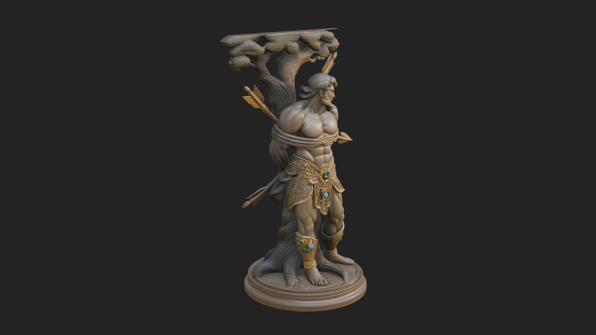 Saint Sebastian With Arrows Statue Design 2 3D Print Model 3D Model