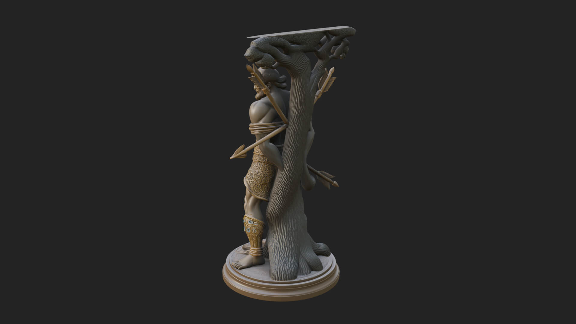 Saint Sebastian With Arrows Statue Design 2 3D Print Model 3D Model