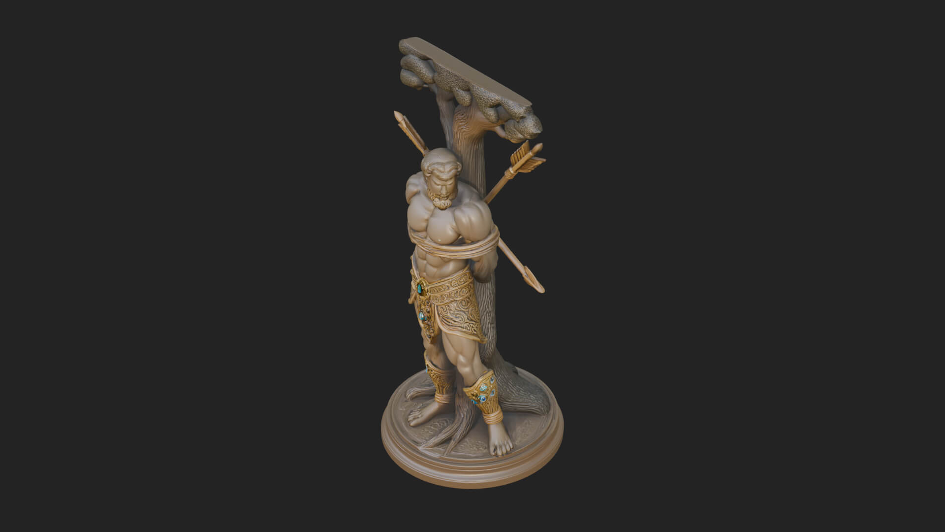 Saint Sebastian With Arrows Statue Design 2 3D Print Model 3D Model