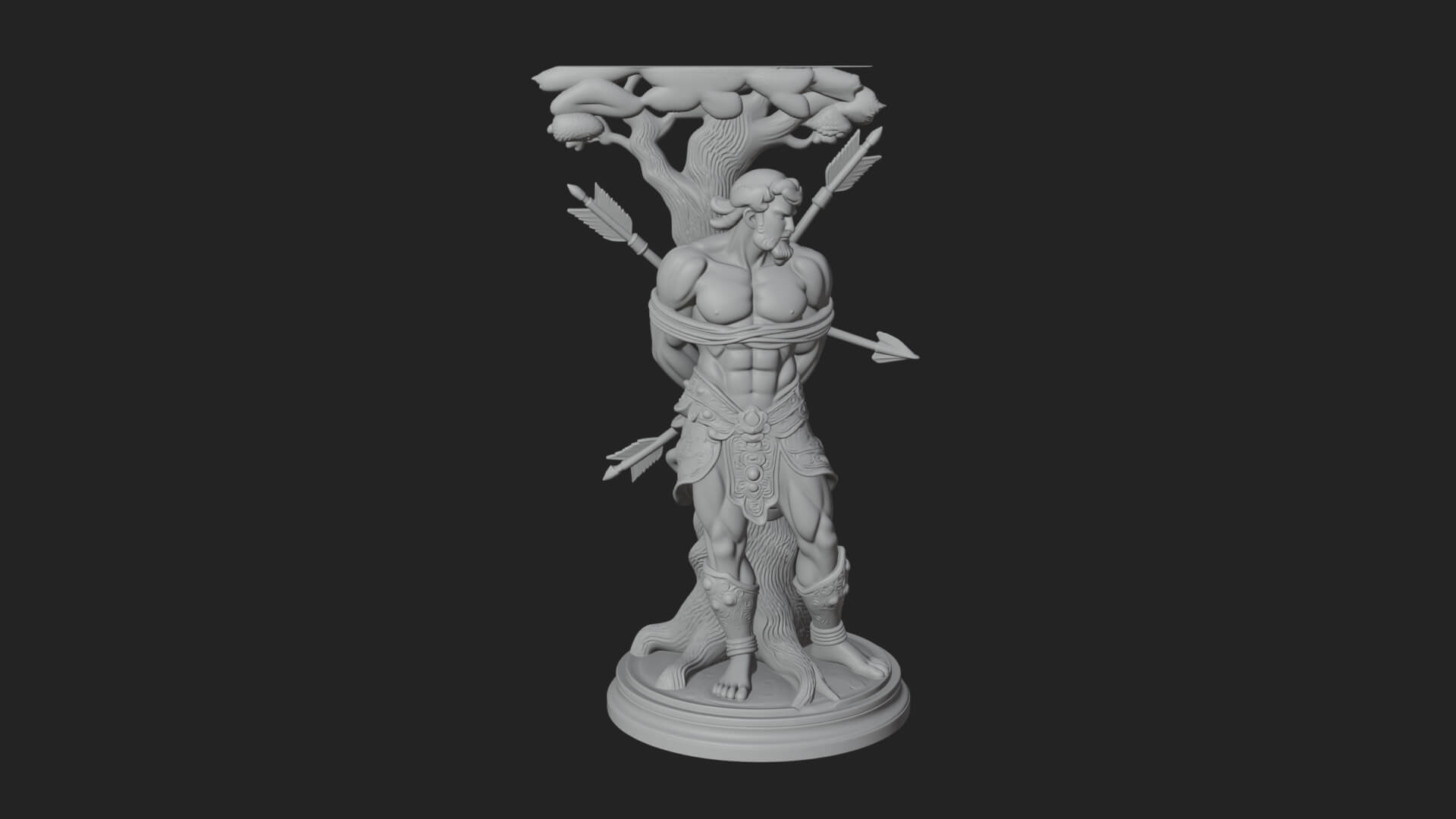 Saint Sebastian With Arrows Statue Design 2 3D Print Model 3D Model