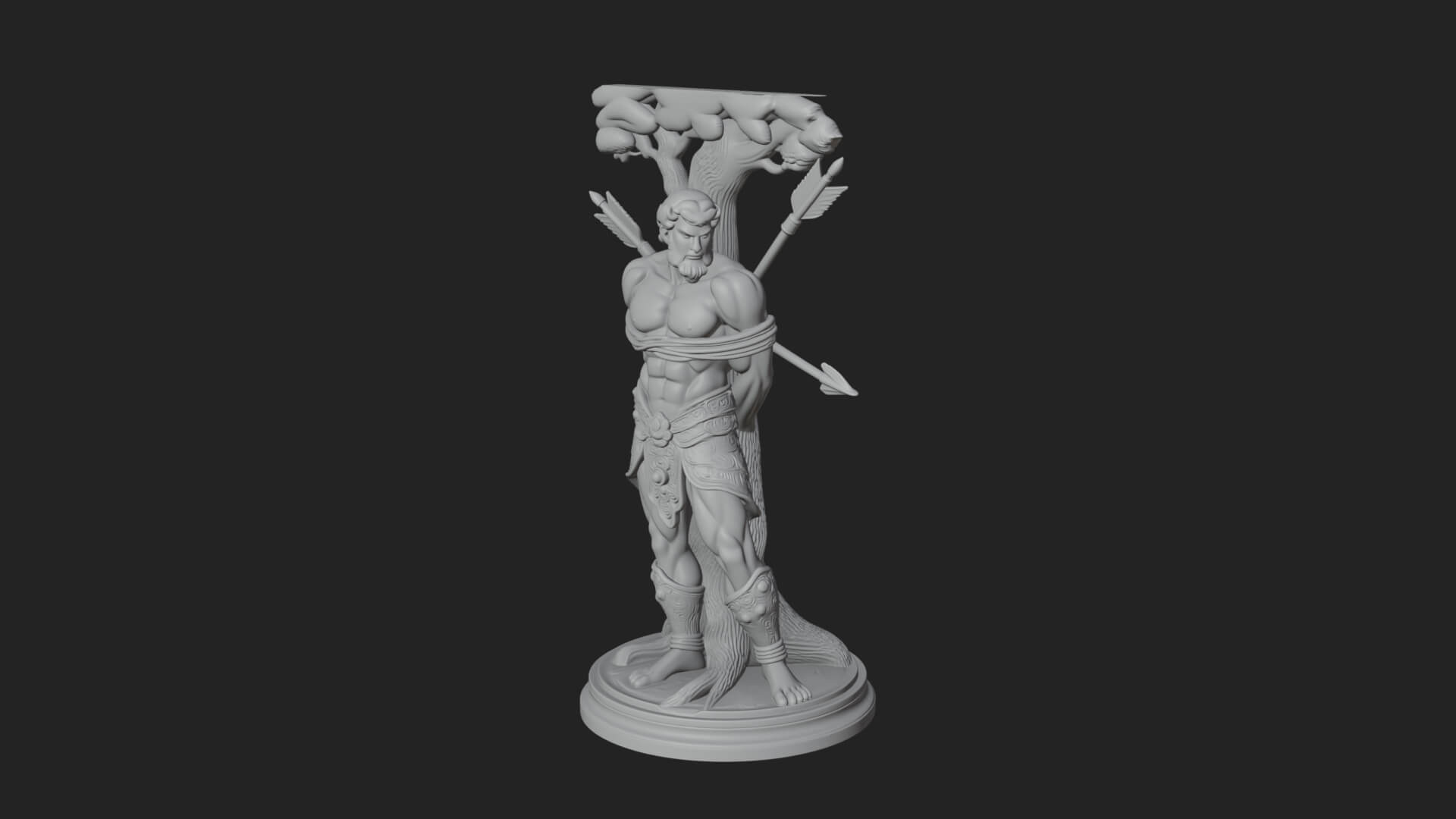 Saint Sebastian With Arrows Statue Design 2 3D Print Model 3D Model