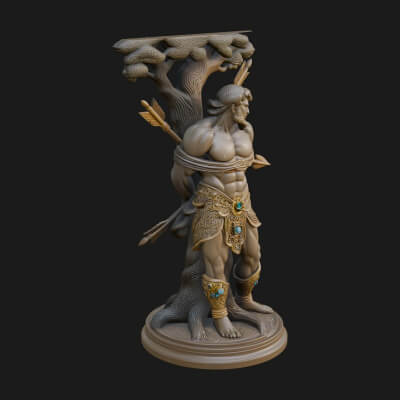 Saint Sebastian With Arrows Statue Design 2 3D Print Model