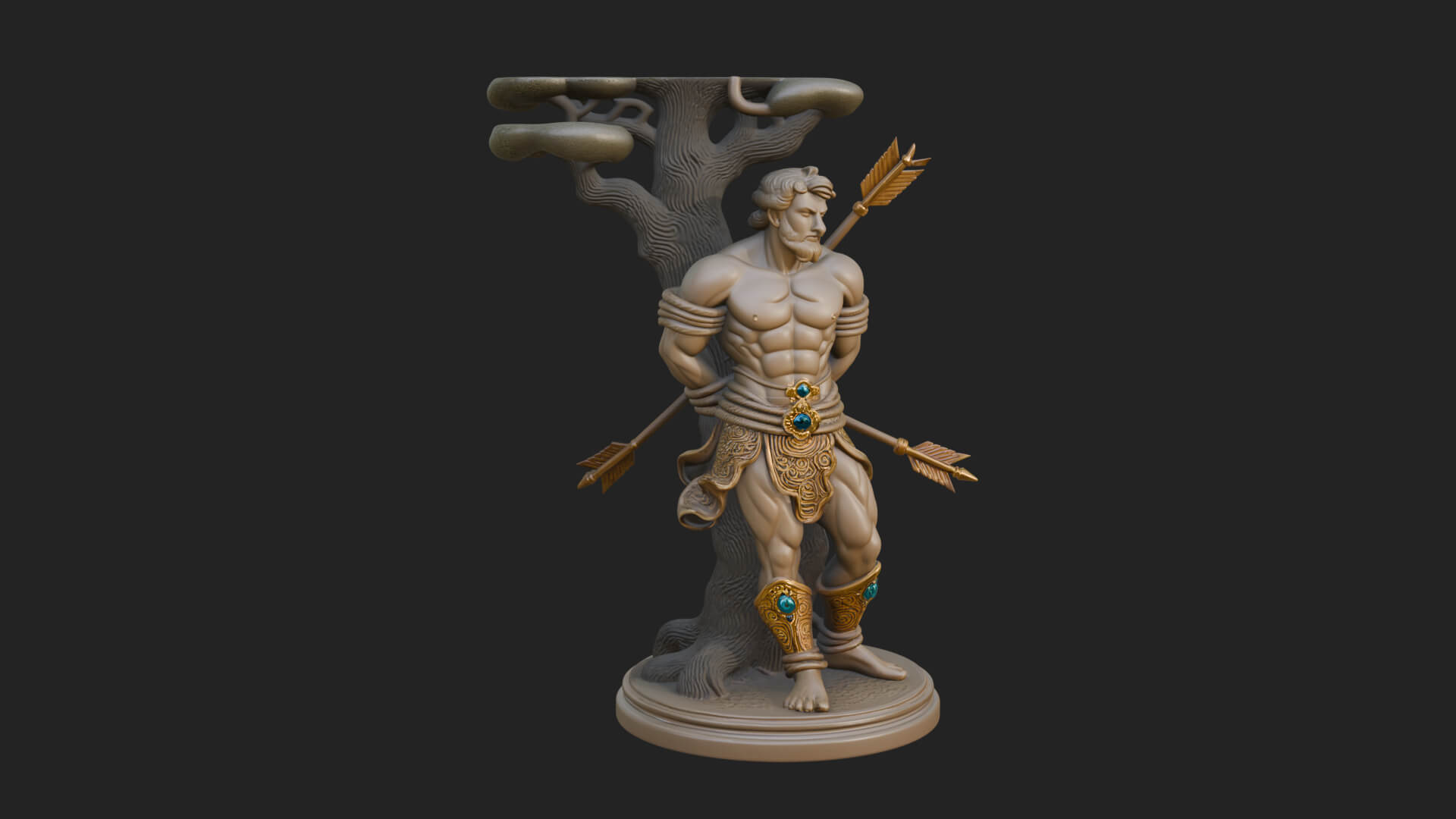 Saint Sebastian With Arrows Statue Design 3 3D Print Model 3D Model
