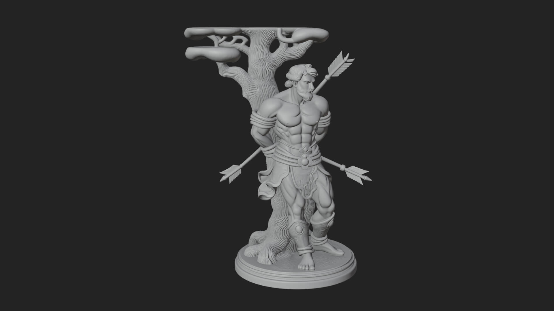 Saint Sebastian With Arrows Statue Design 3 3D Print Model 3D Model