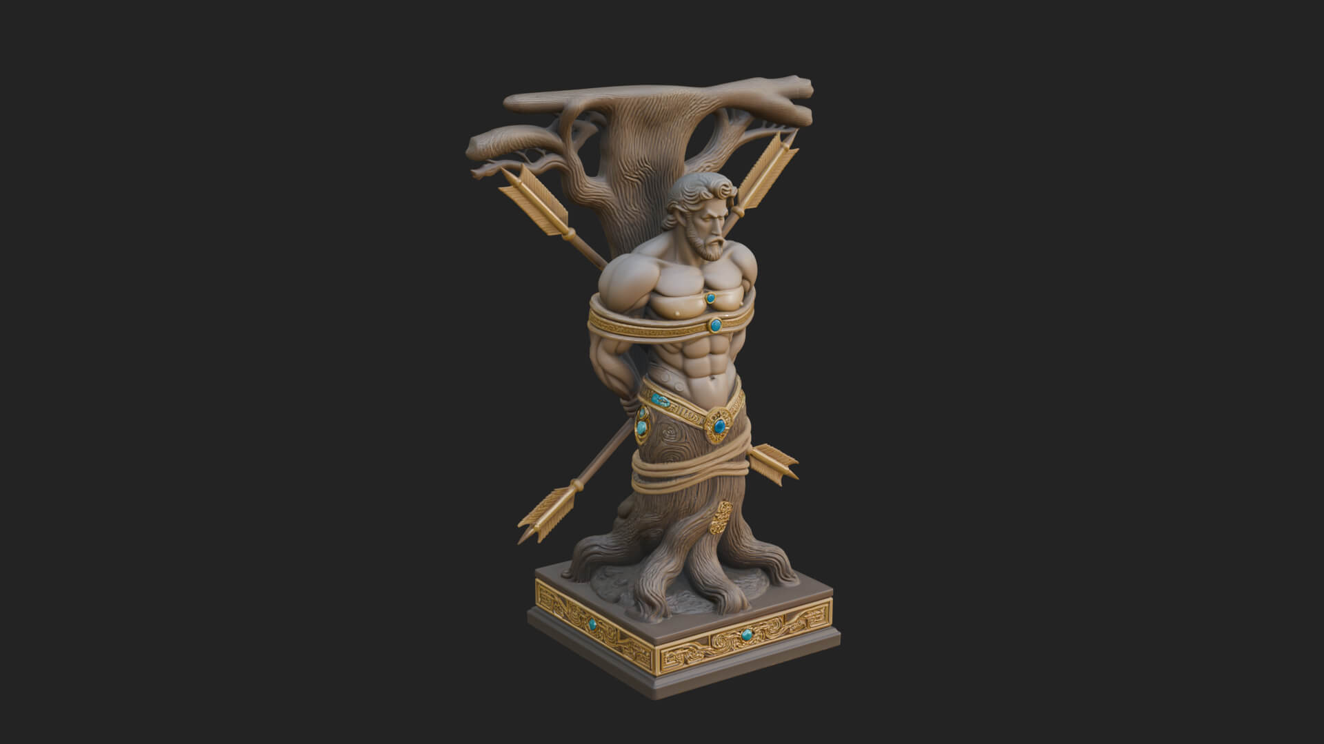 Saint Sebastian With Arrows Statue Design 4 3D Print Model 3D Model