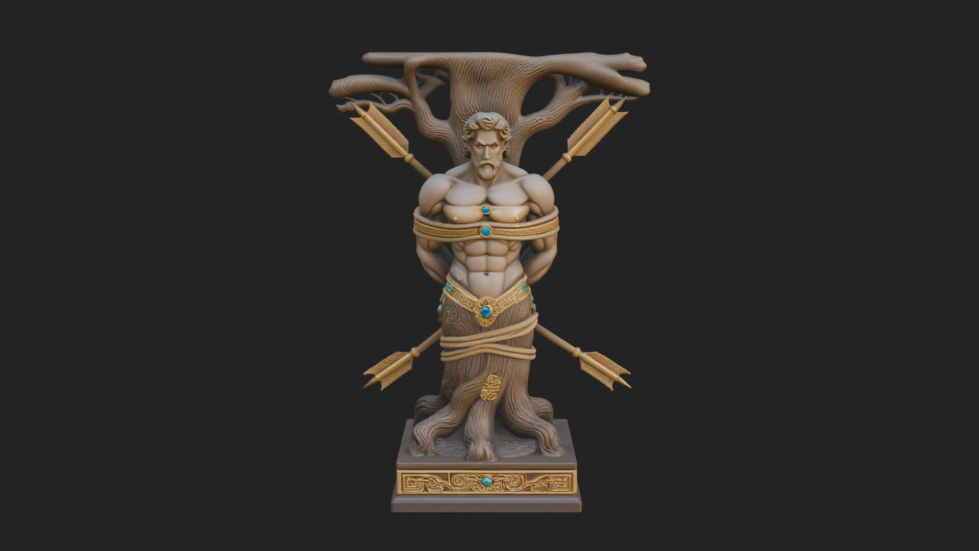 Saint Sebastian With Arrows Statue Design 4 3D Print Model 3D Model
