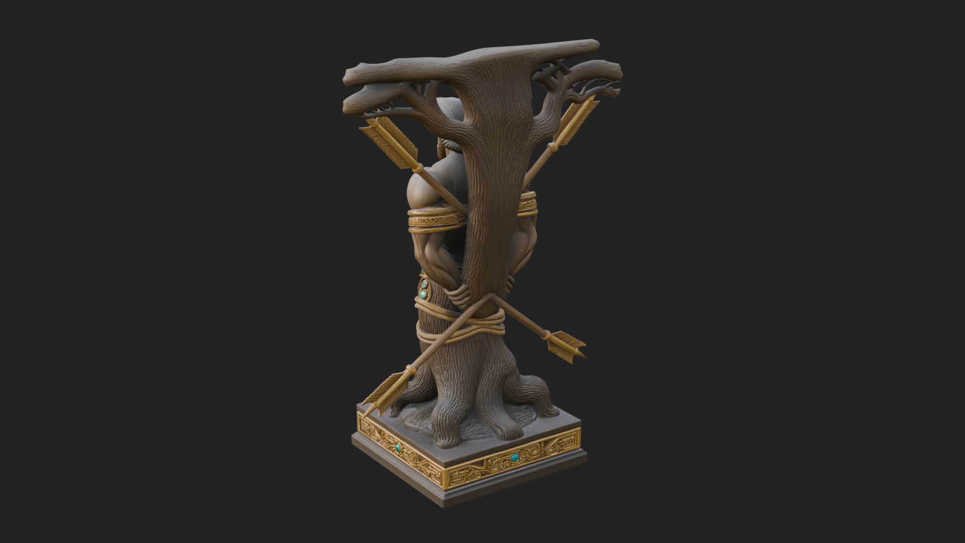 Saint Sebastian With Arrows Statue Design 4 3D Print Model 3D Model
