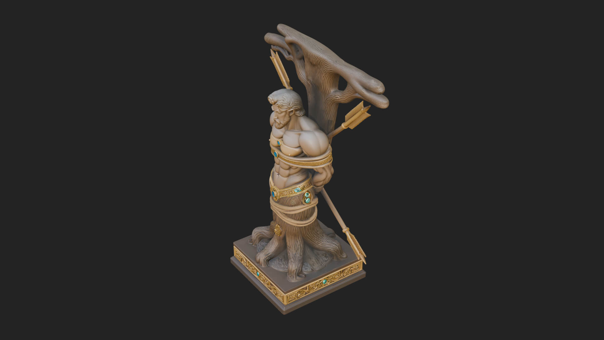Saint Sebastian With Arrows Statue Design 4 3D Print Model 3D Model