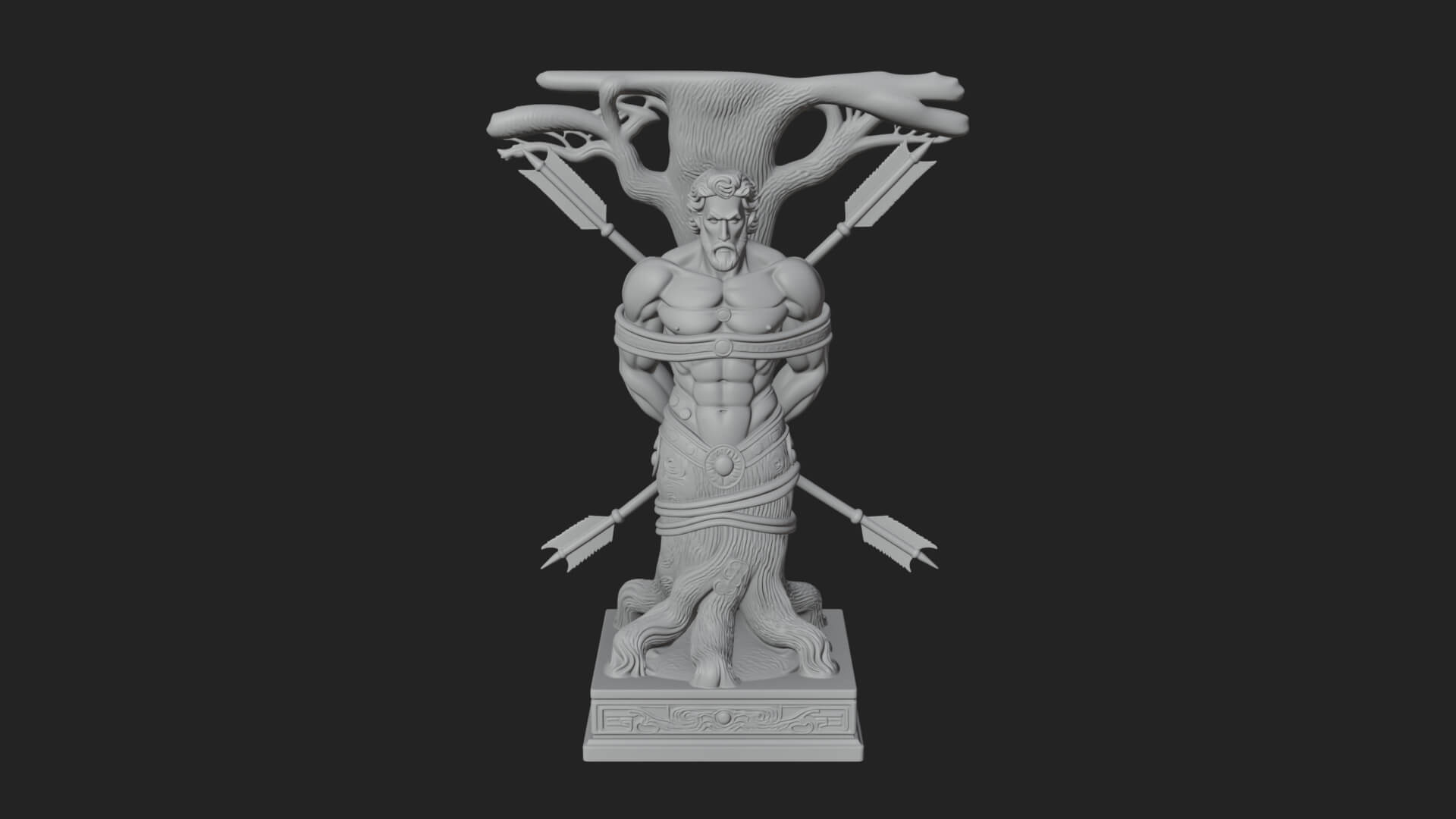 Saint Sebastian With Arrows Statue Design 4 3D Print Model 3D Model