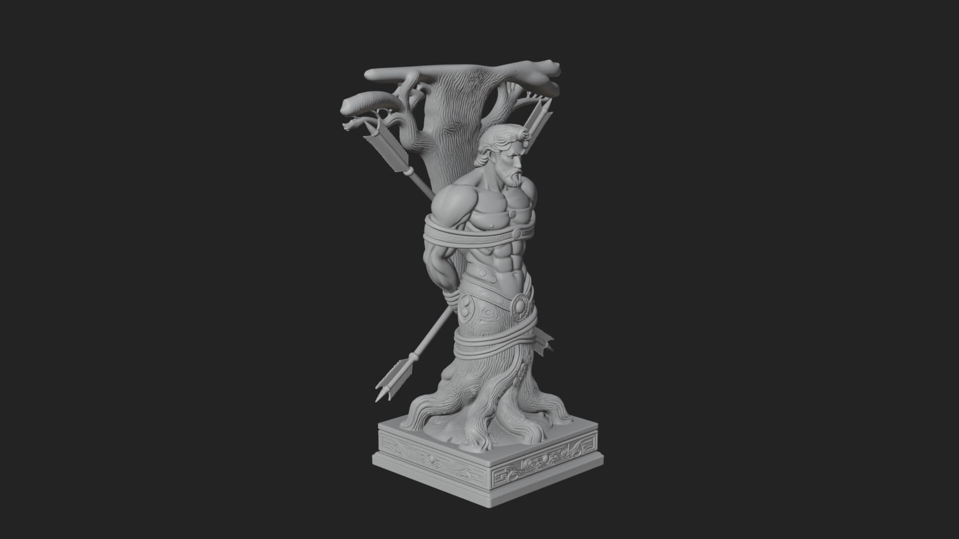 Saint Sebastian With Arrows Statue Design 4 3D Print Model 3D Model