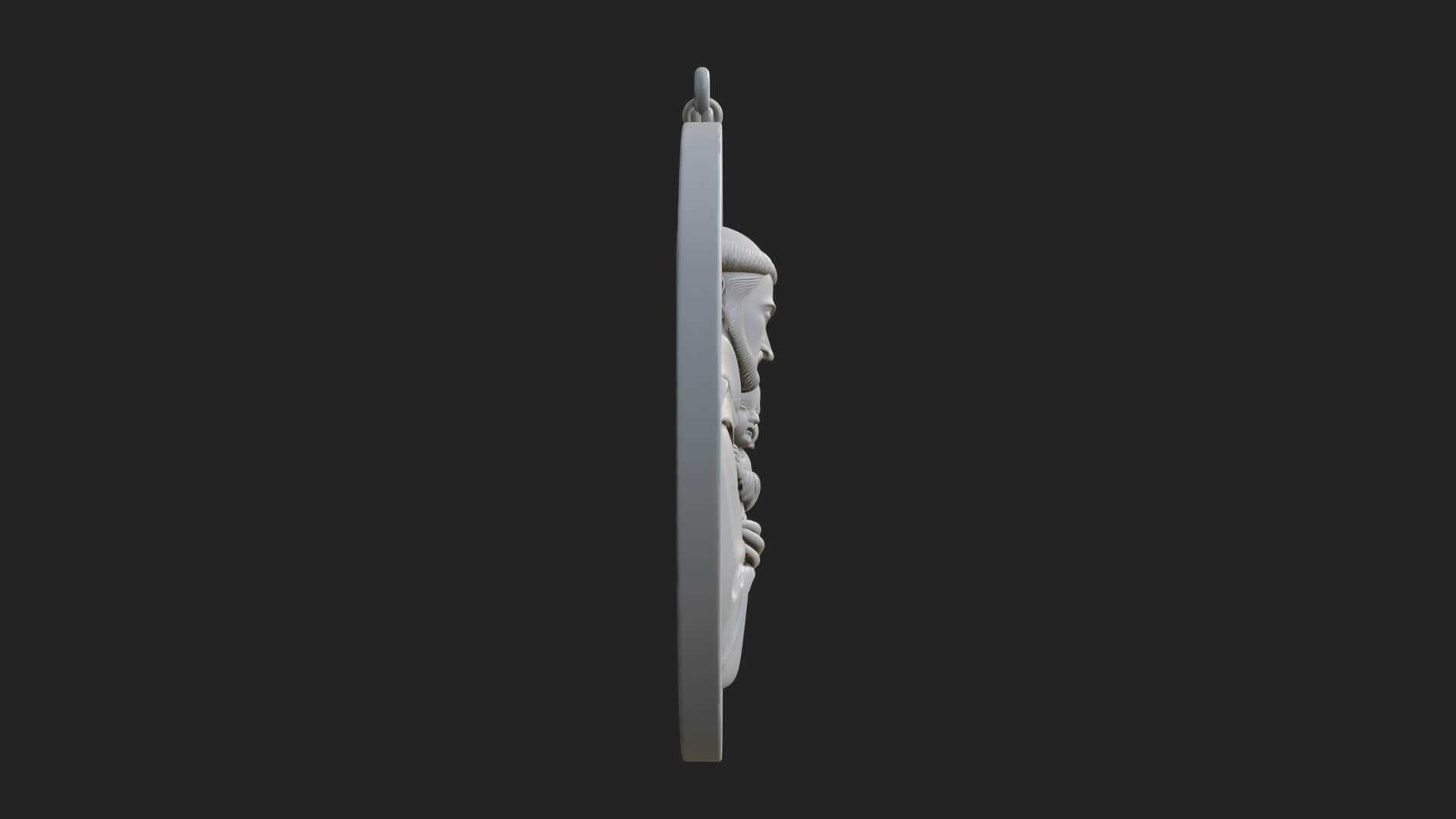 Saint with Child Oval Relief Plaque Design 1 3D Print 3D Model
