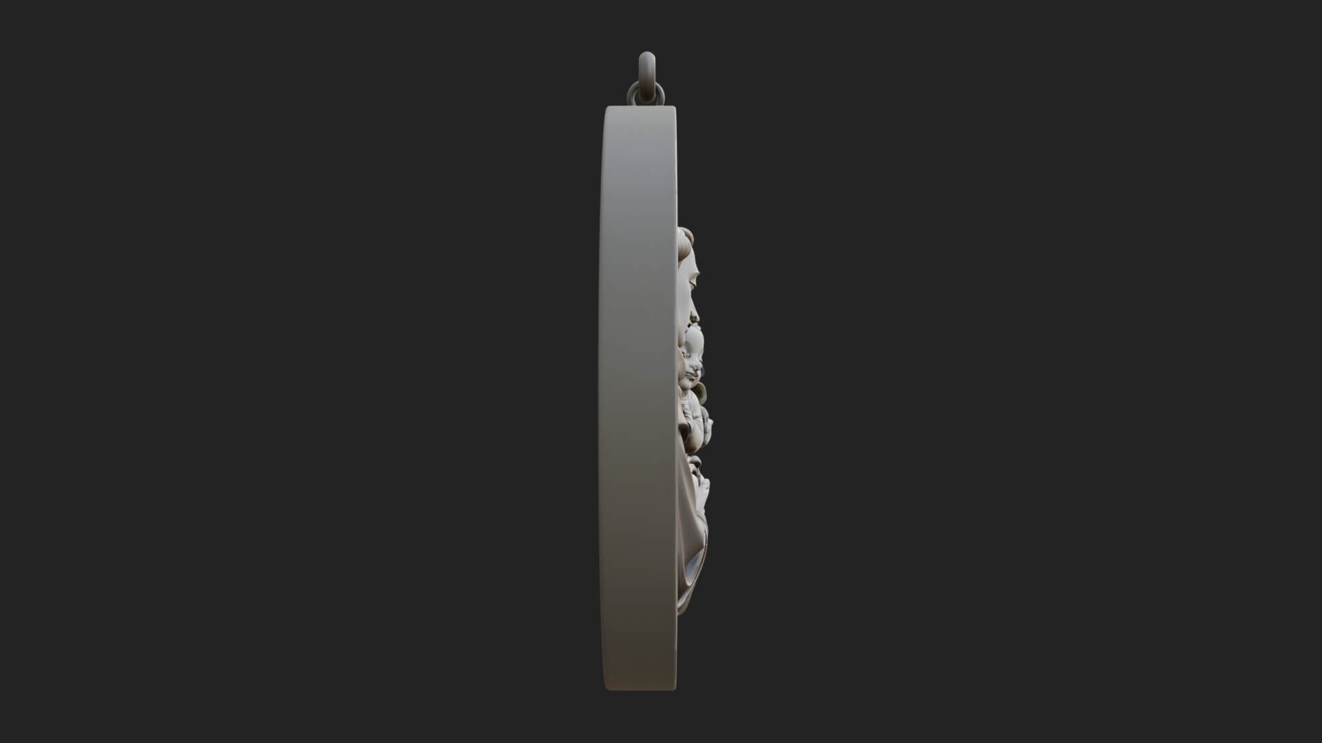 Saint with Child Oval Relief Plaque Design 2 3D Print 3D Model