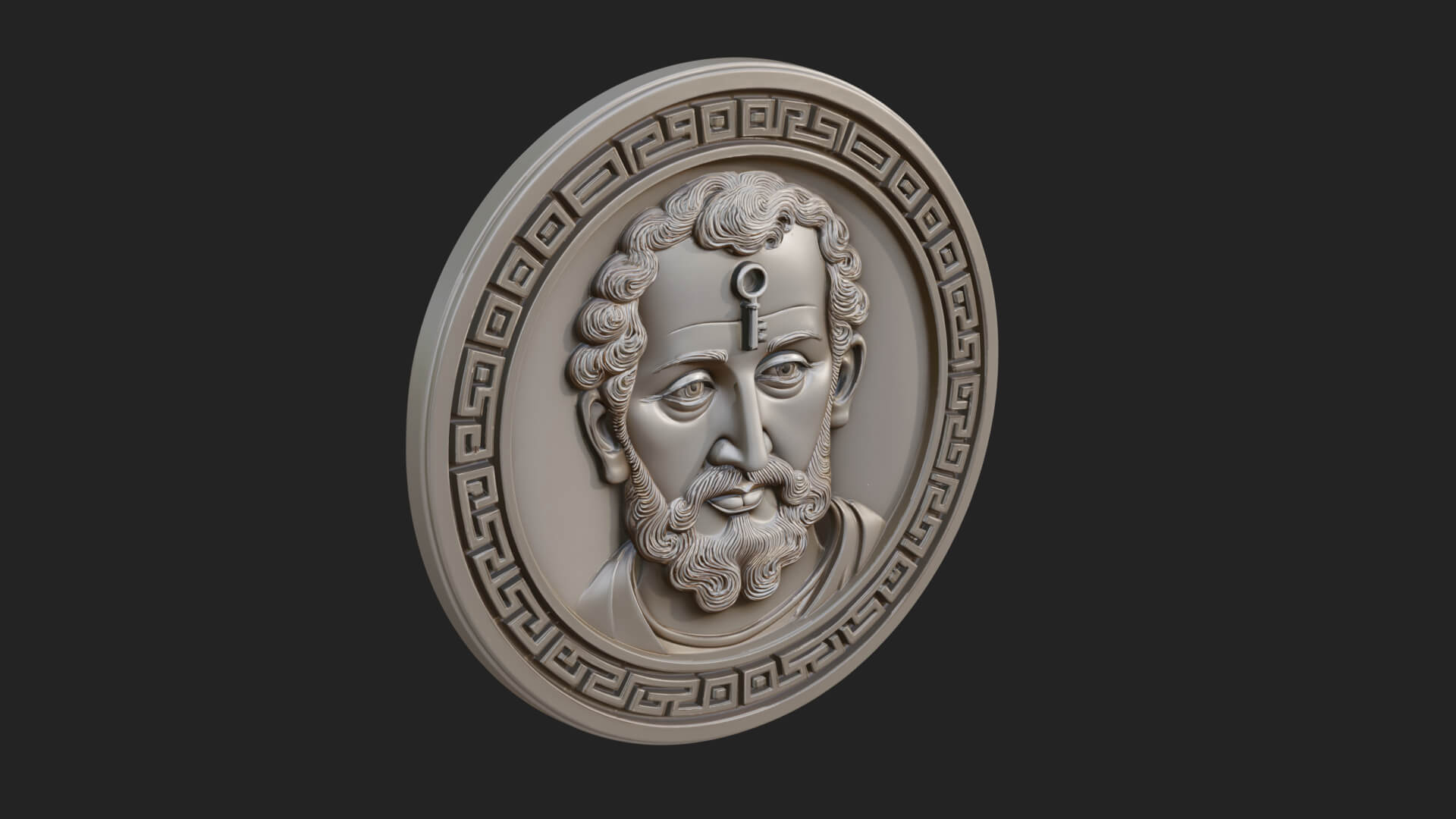 Saint with Key Oval Relief Plaque Design 1 3D Print Model 3D Model