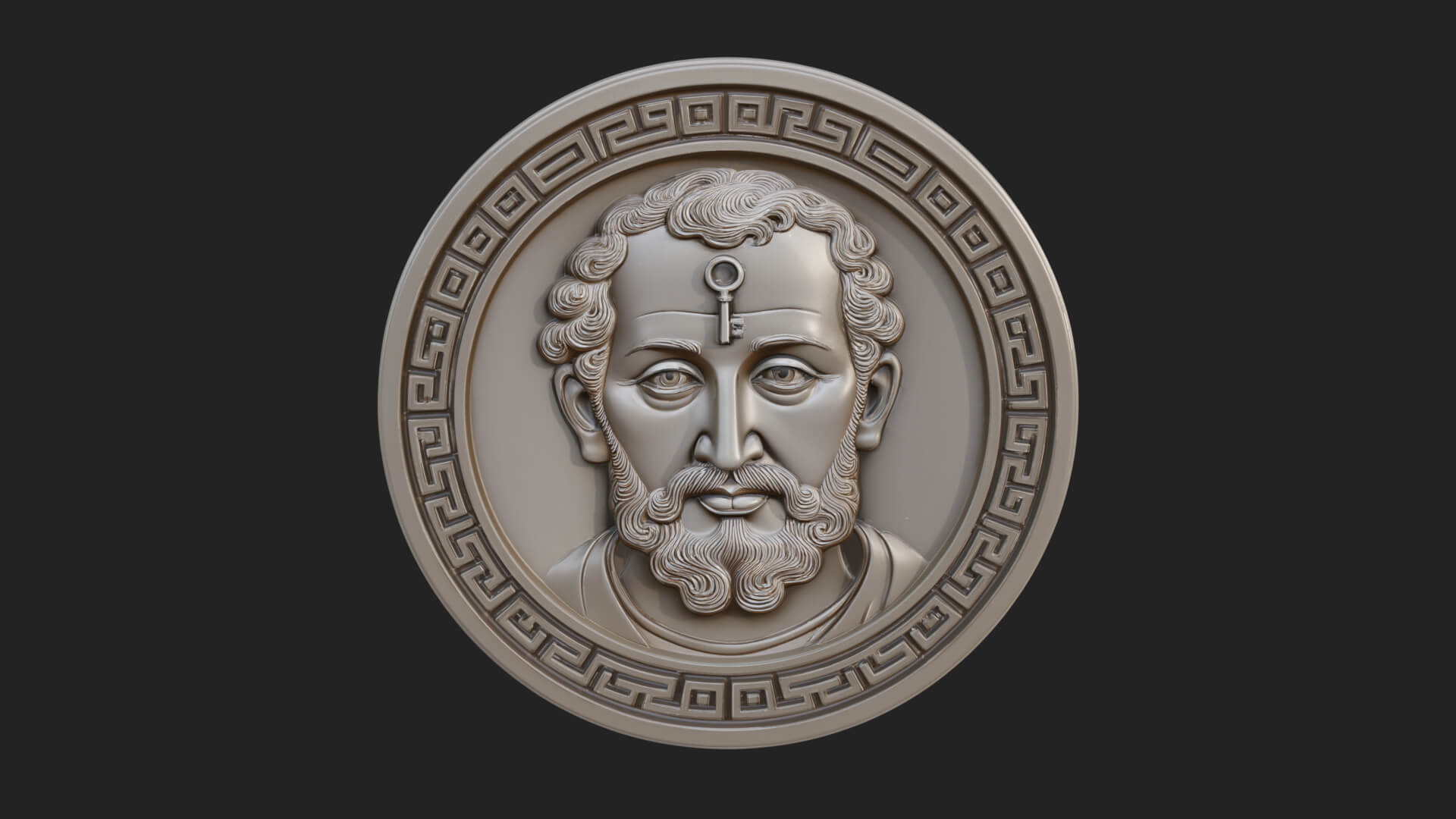 Saint with Key Oval Relief Plaque Design 1 3D Print Model 3D Model