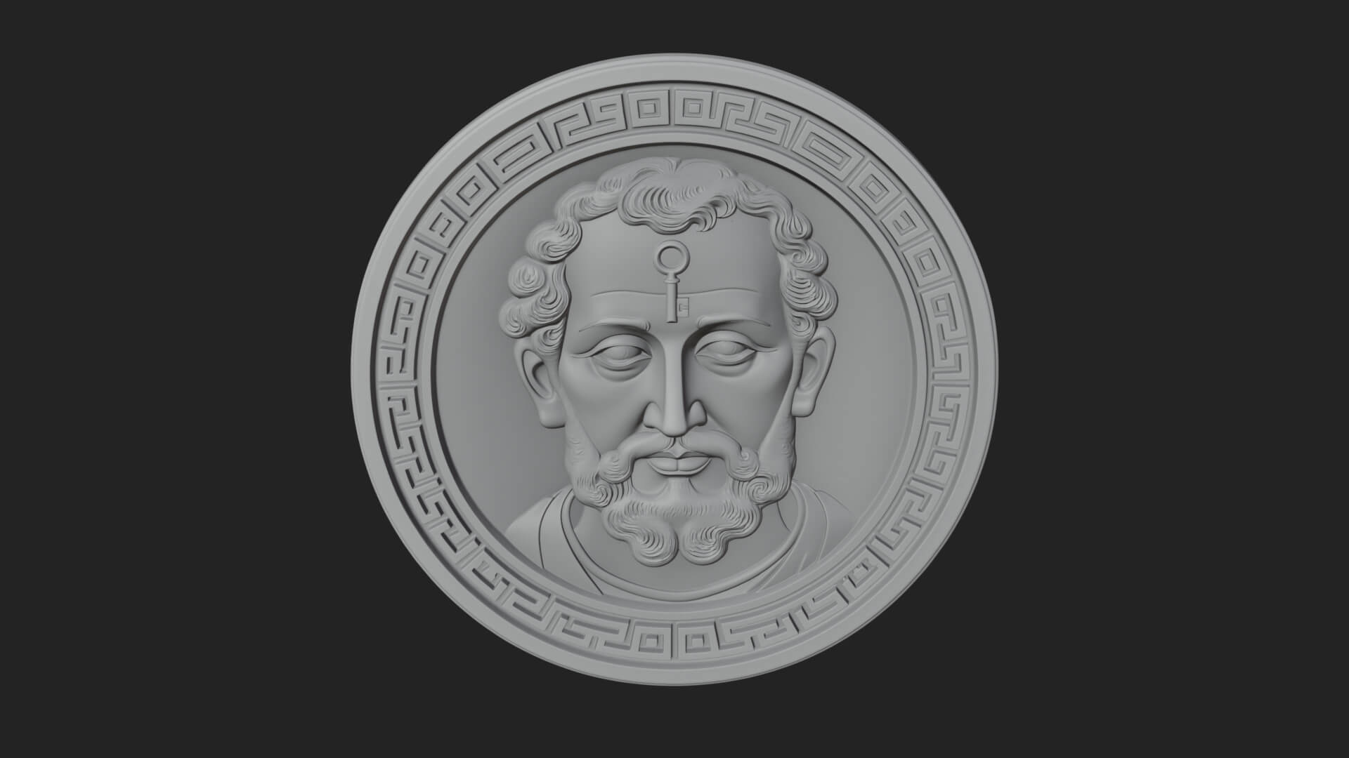 Saint with Key Oval Relief Plaque Design 1 3D Print Model 3D Model
