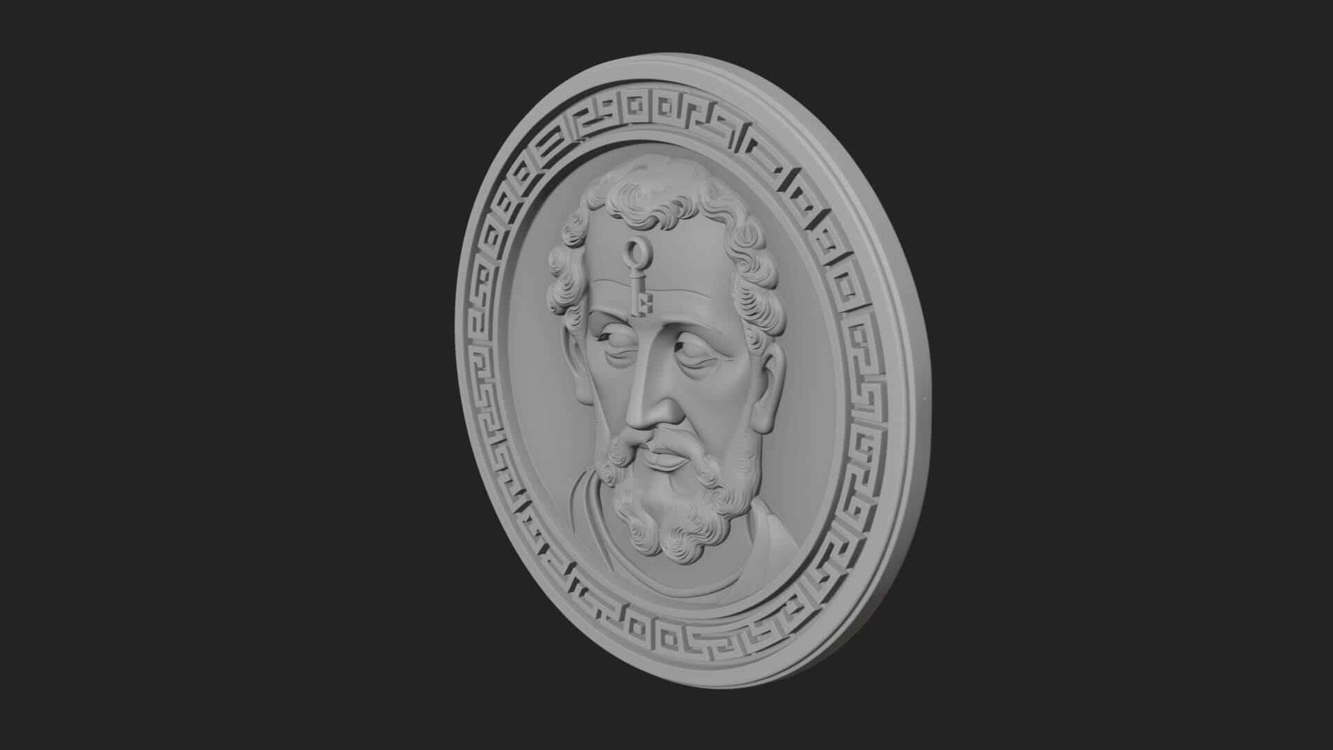 Saint with Key Oval Relief Plaque Design 1 3D Print Model 3D Model