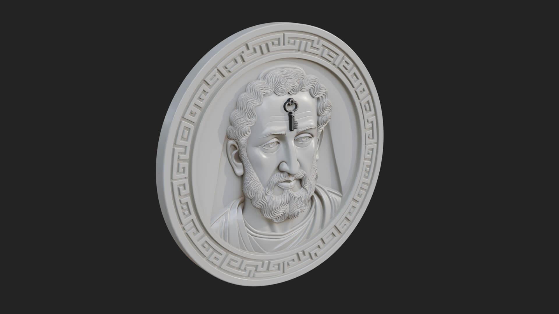 Saint with Key Oval Relief Plaque Design 2 3D Print Model 3D Model