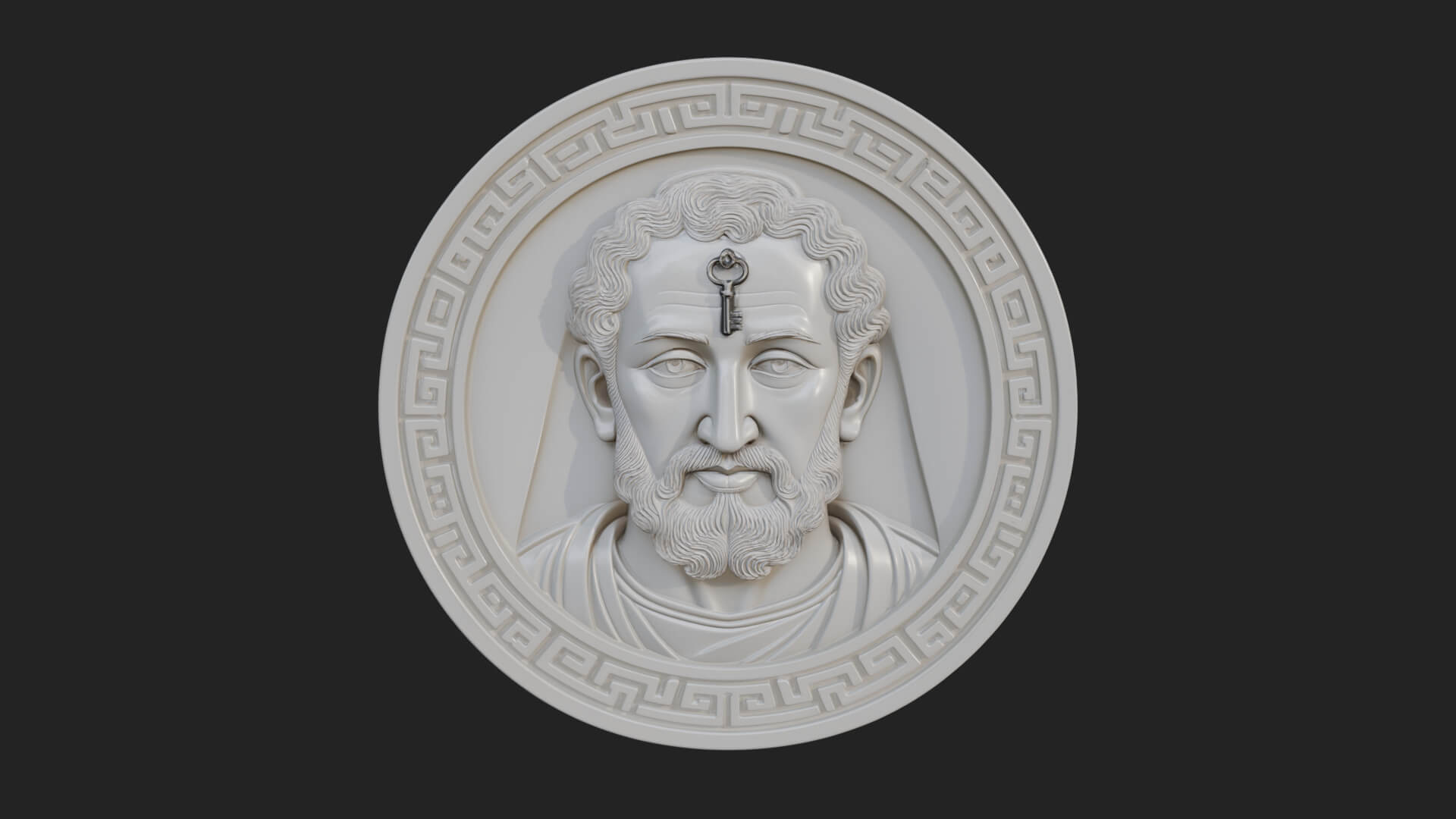 Saint with Key Oval Relief Plaque Design 2 3D Print Model 3D Model