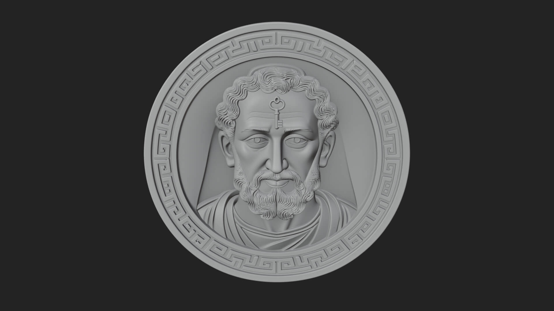 Saint with Key Oval Relief Plaque Design 2 3D Print Model 3D Model
