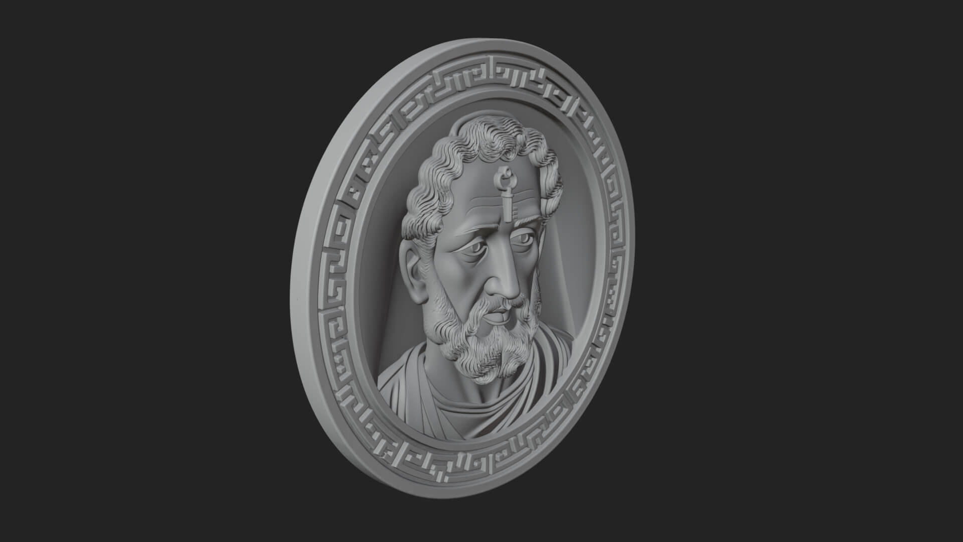 Saint with Key Oval Relief Plaque Design 2 3D Print Model 3D Model