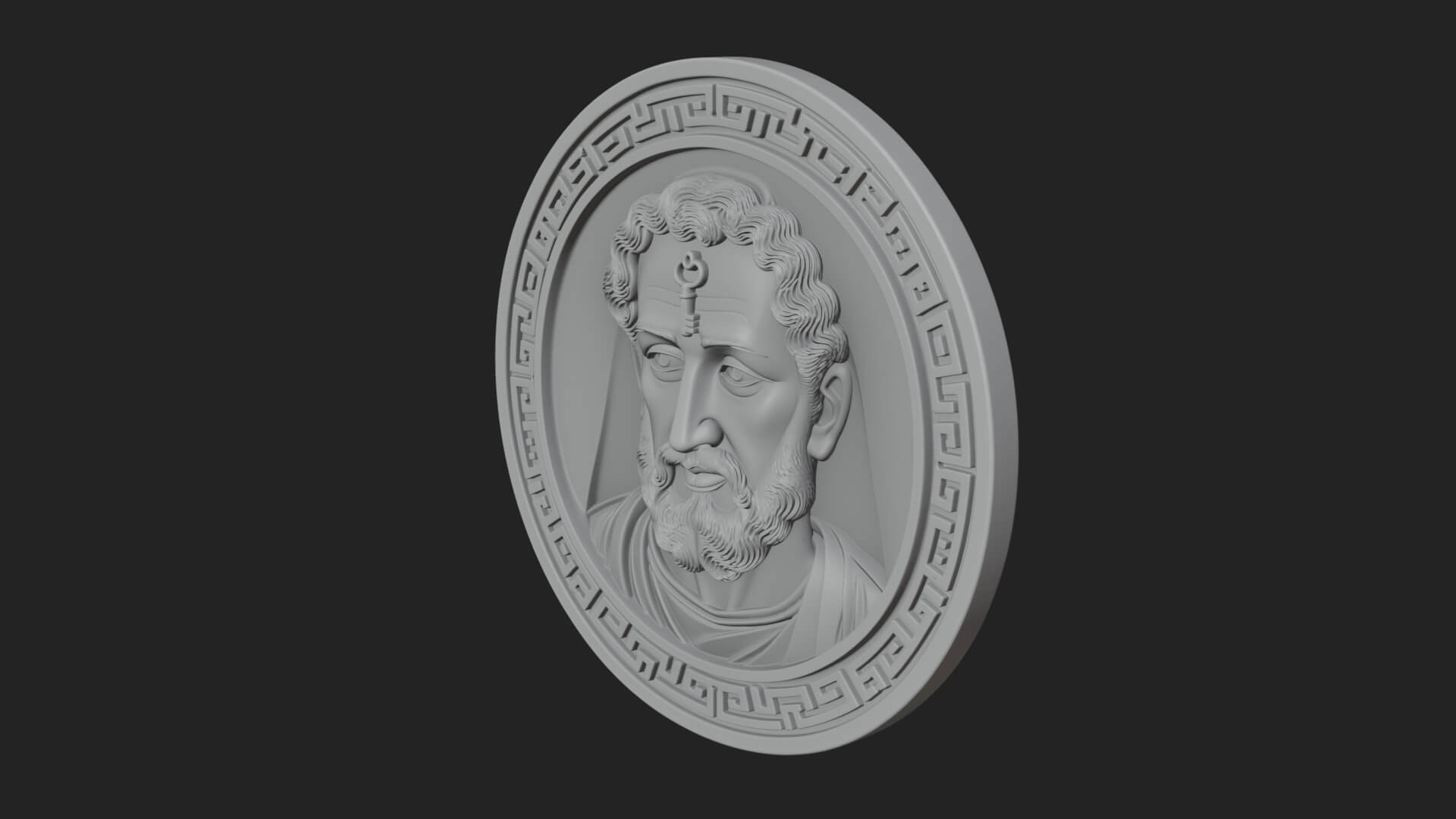 Saint with Key Oval Relief Plaque Design 2 3D Print Model 3D Model