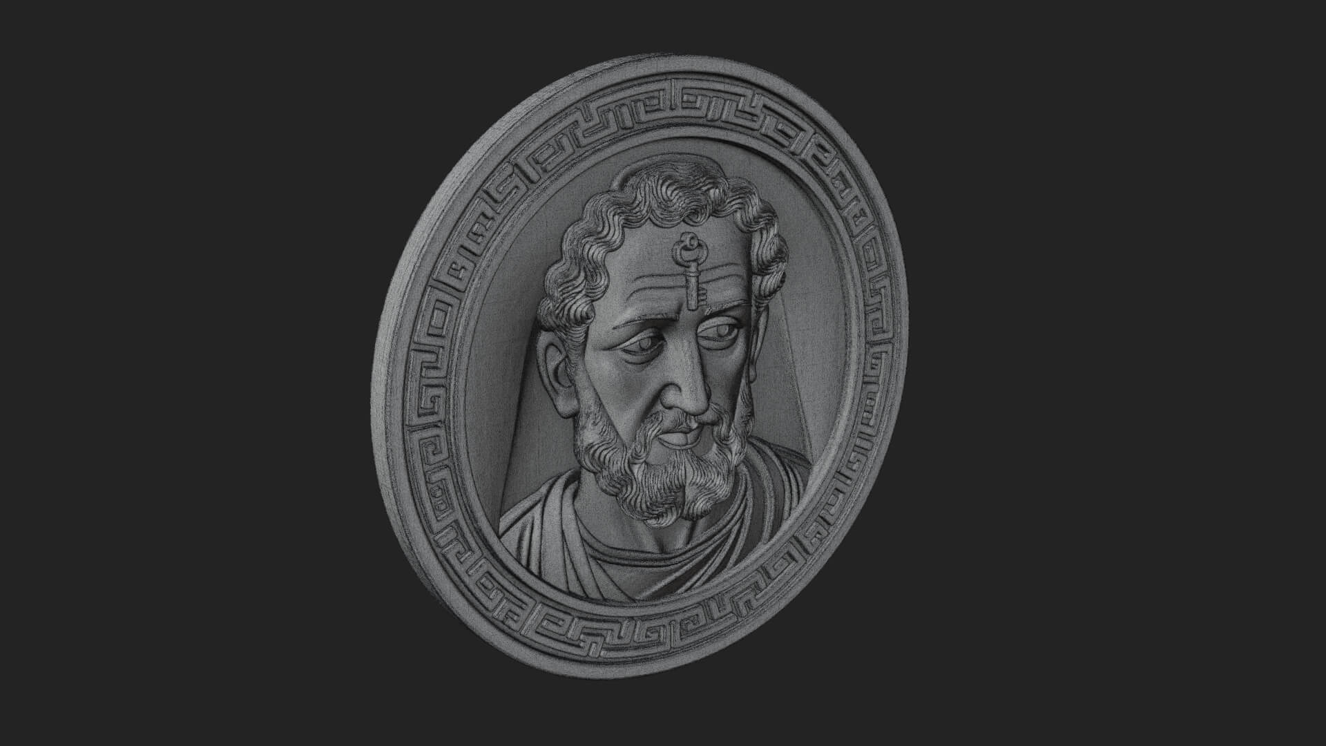 Saint with Key Oval Relief Plaque Design 2 3D Print Model 3D Model