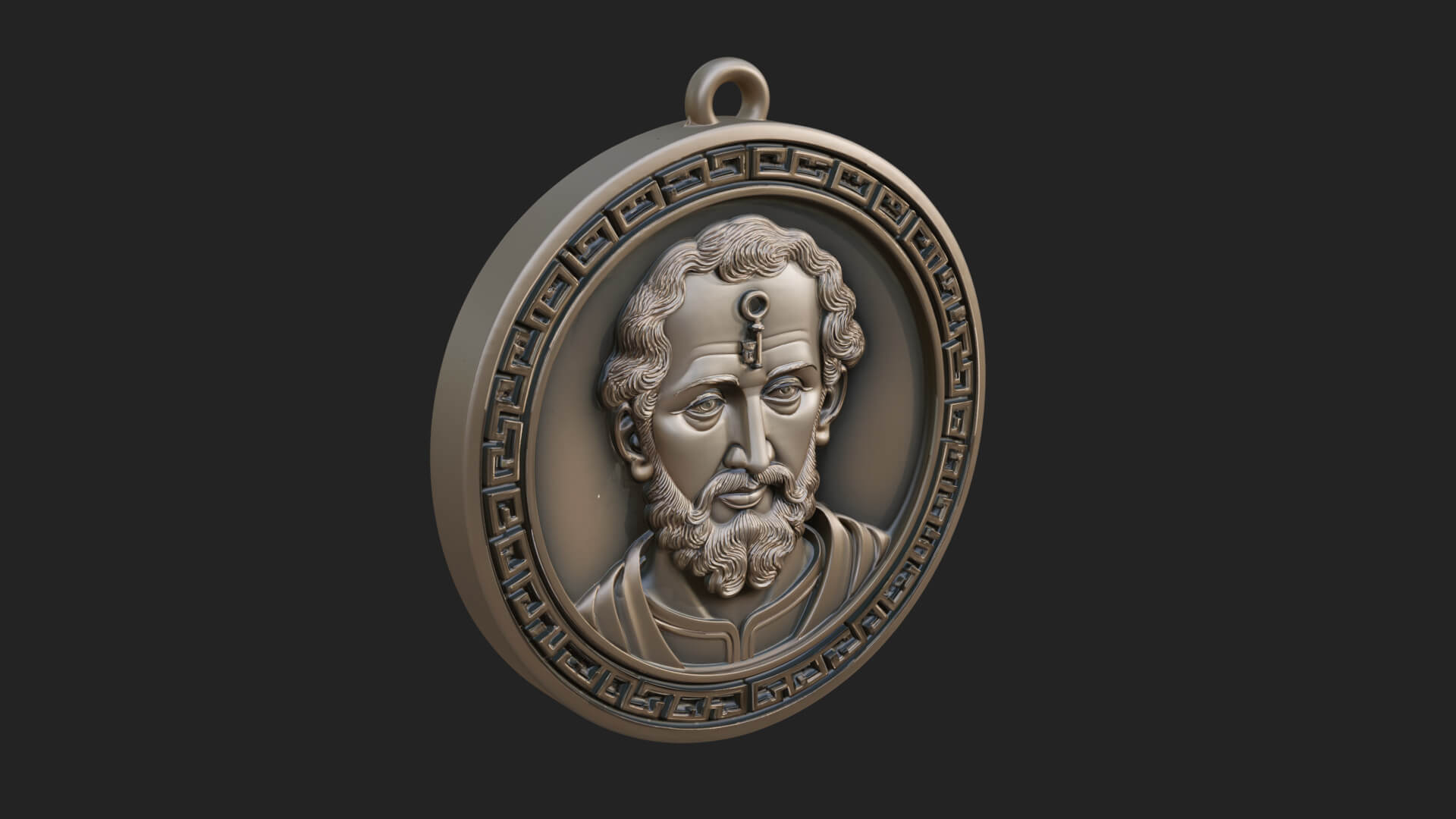 Saint with Key Oval Relief Plaque Design 3 3D Print Model 3D Model