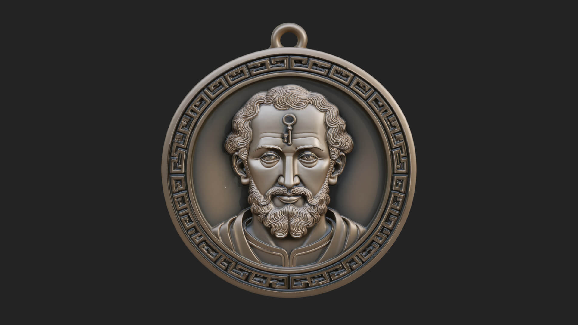 Saint with Key Oval Relief Plaque Design 3 3D Print Model 3D Model