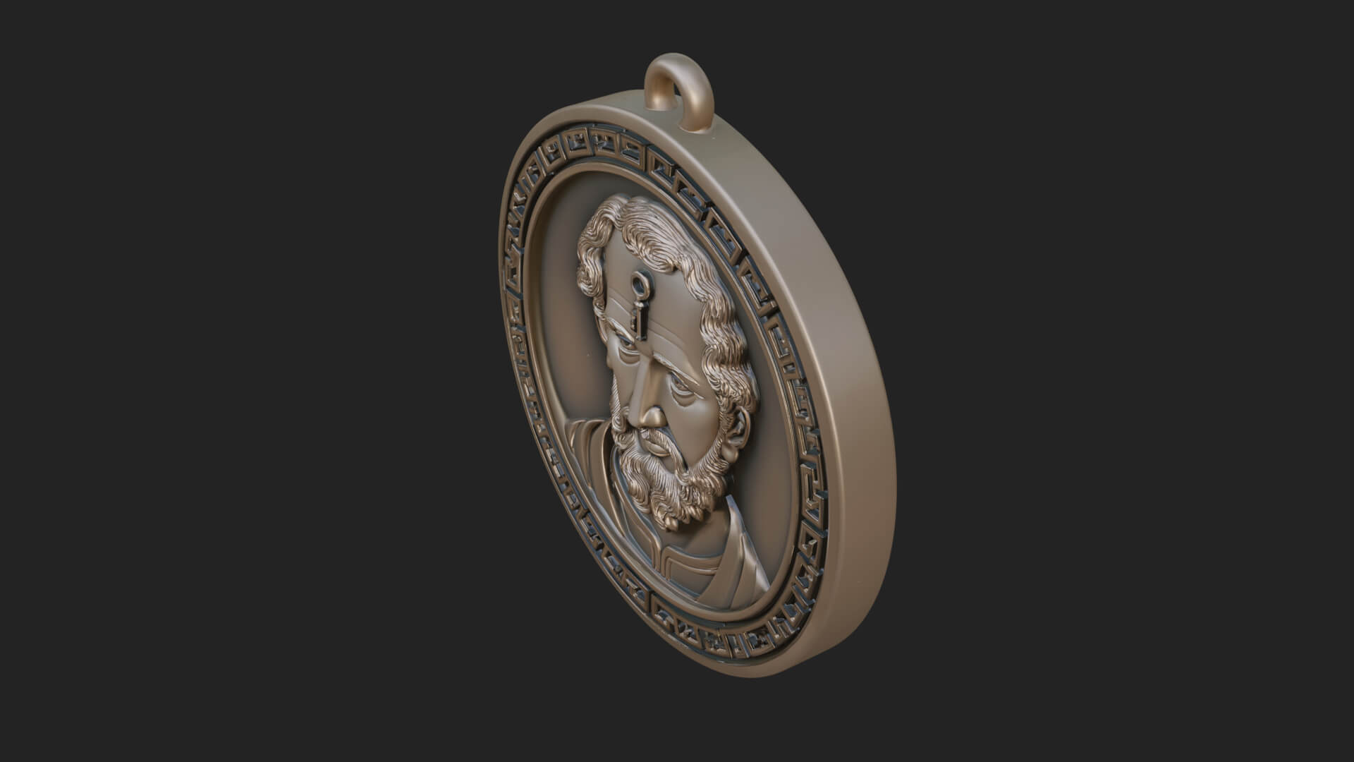 Saint with Key Oval Relief Plaque Design 3 3D Print Model 3D Model