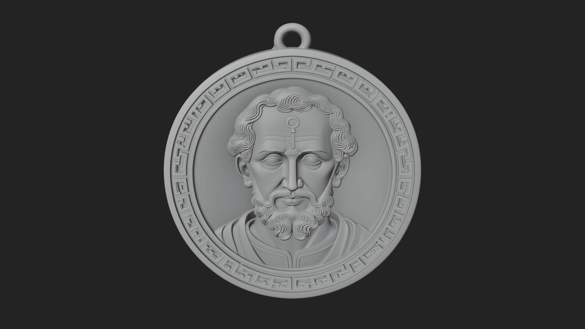 Saint with Key Oval Relief Plaque Design 3 3D Print Model 3D Model