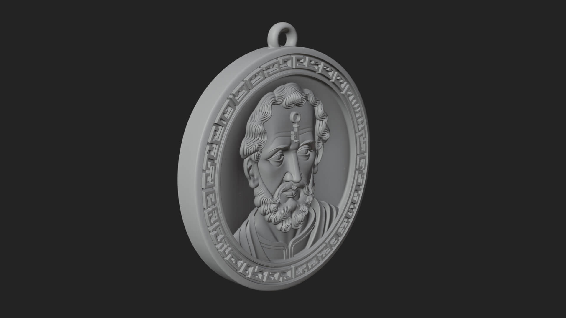 Saint with Key Oval Relief Plaque Design 3 3D Print Model 3D Model