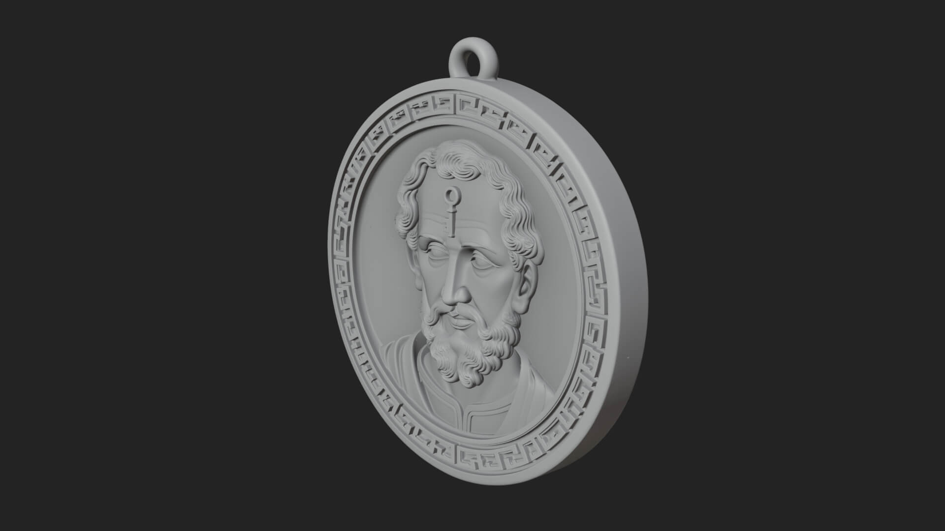 Saint with Key Oval Relief Plaque Design 3 3D Print Model 3D Model