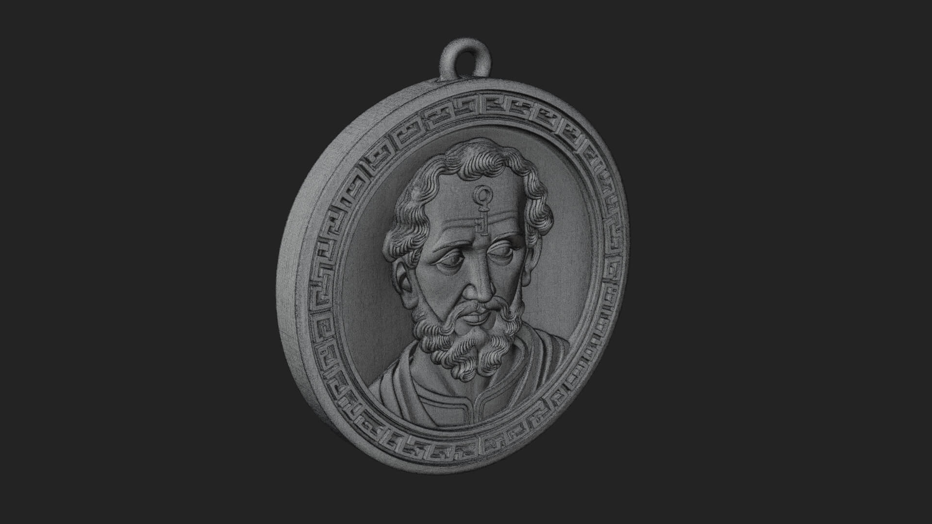Saint with Key Oval Relief Plaque Design 3 3D Print Model 3D Model