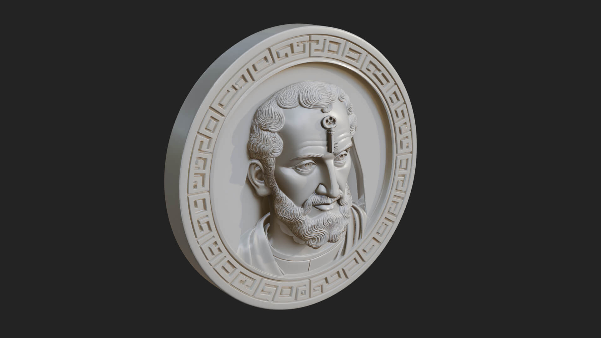 Saint with Key Oval Relief Plaque Design 4 3D Print Model 3D Model