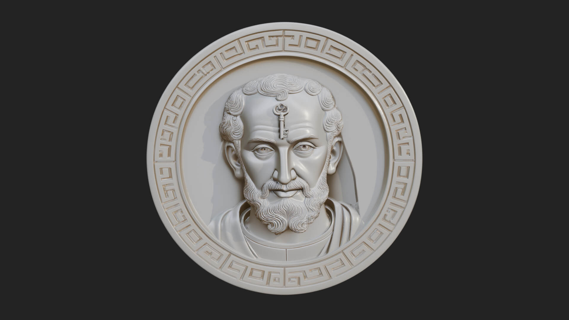 Saint with Key Oval Relief Plaque Design 4 3D Print Model 3D Model