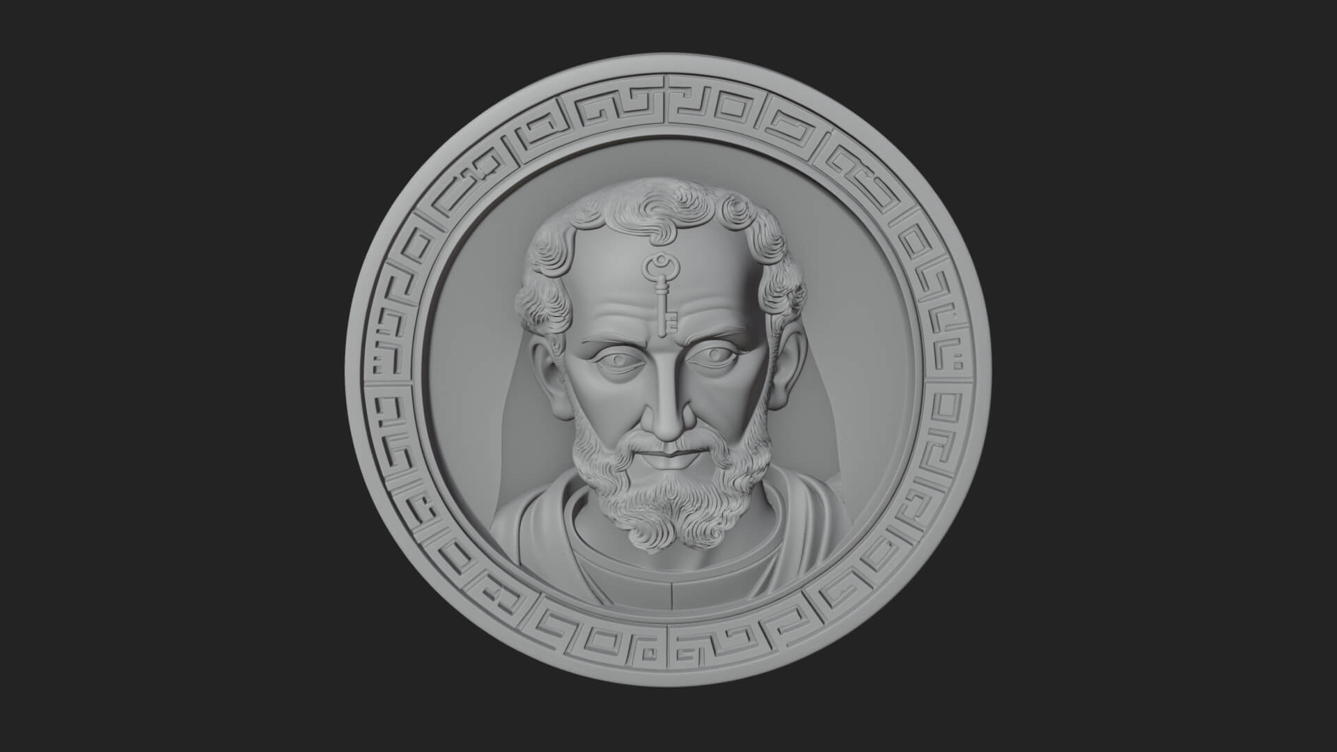 Saint with Key Oval Relief Plaque Design 4 3D Print Model 3D Model