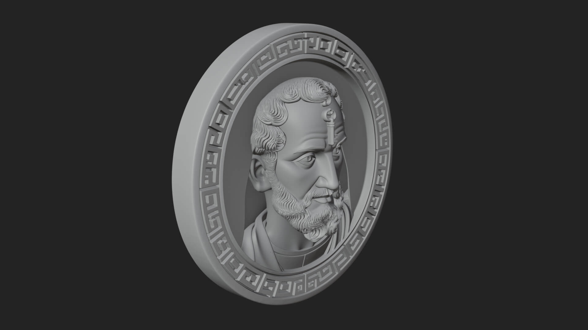 Saint with Key Oval Relief Plaque Design 4 3D Print Model 3D Model