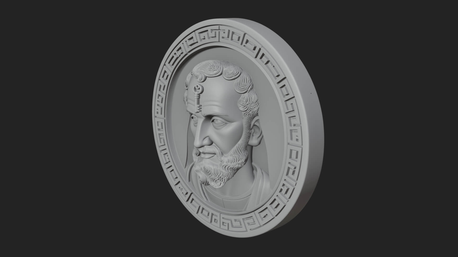 Saint with Key Oval Relief Plaque Design 4 3D Print Model 3D Model