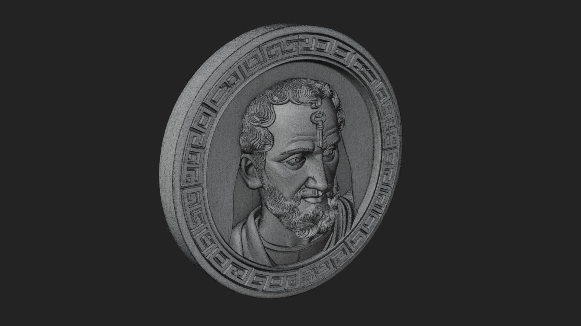 Saint with Key Oval Relief Plaque Design 4 3D Print Model 3D Model