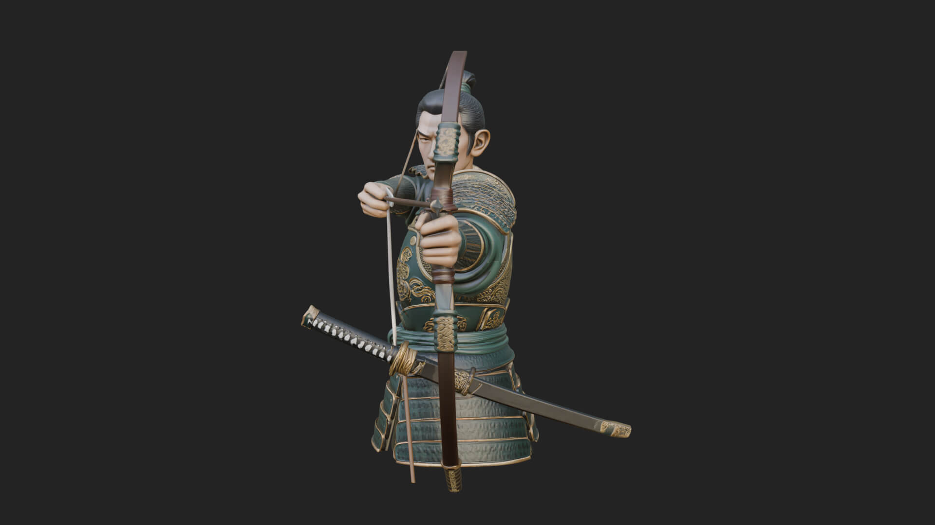 Samurai Archer Statue Design 1 3D Print Model 3D Model