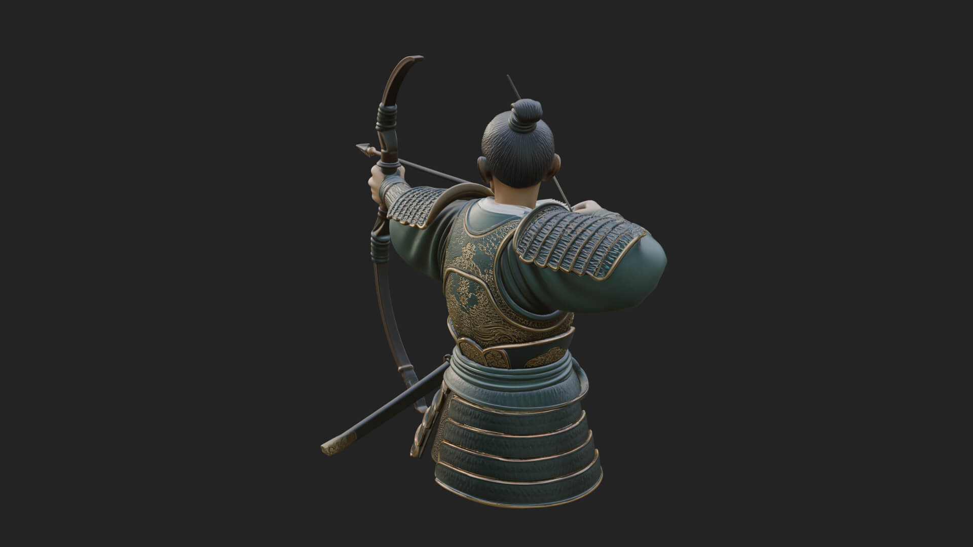 Samurai Archer Statue Design 1 3D Print Model 3D Model