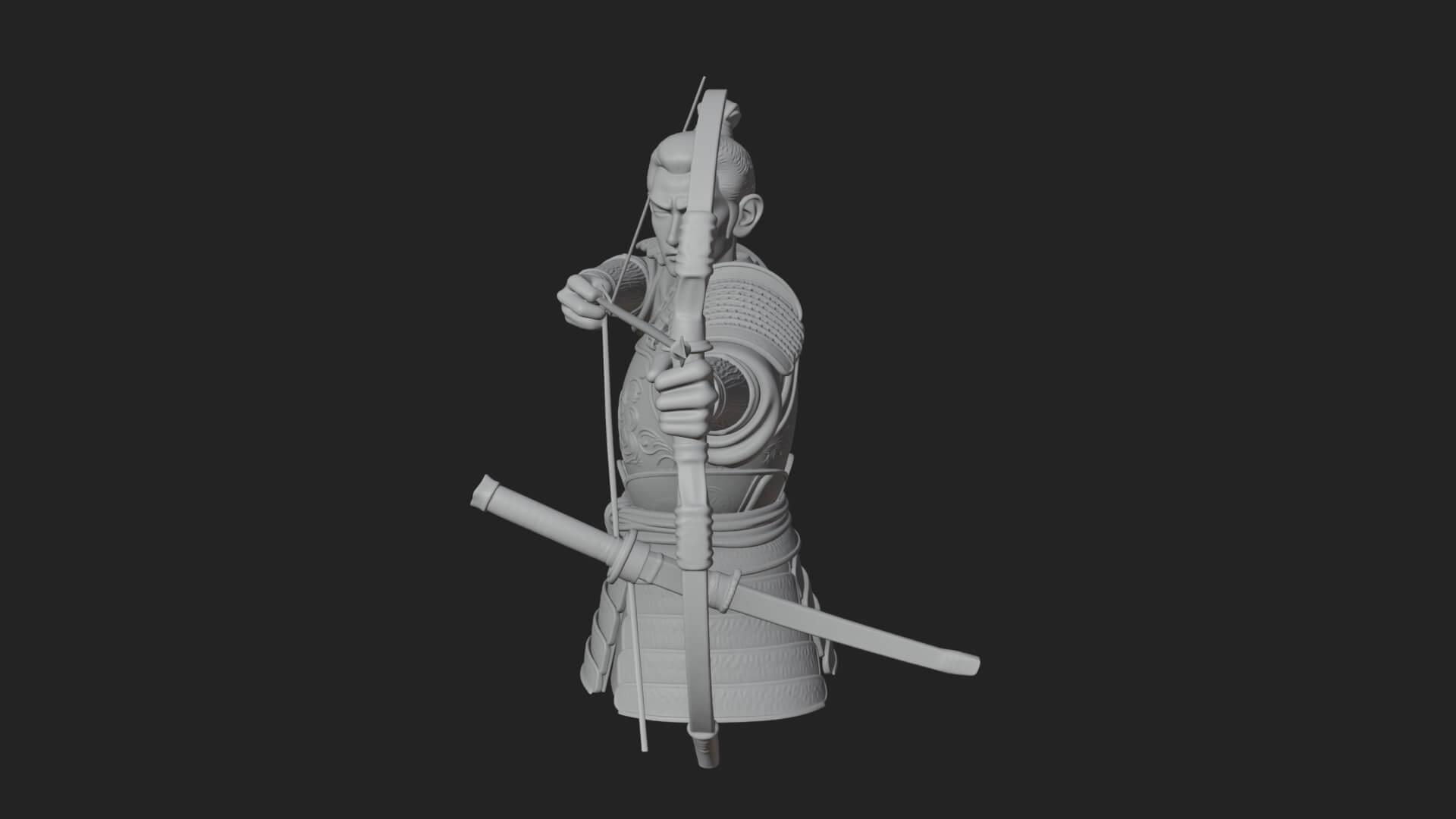 Samurai Archer Statue Design 1 3D Print Model 3D Model