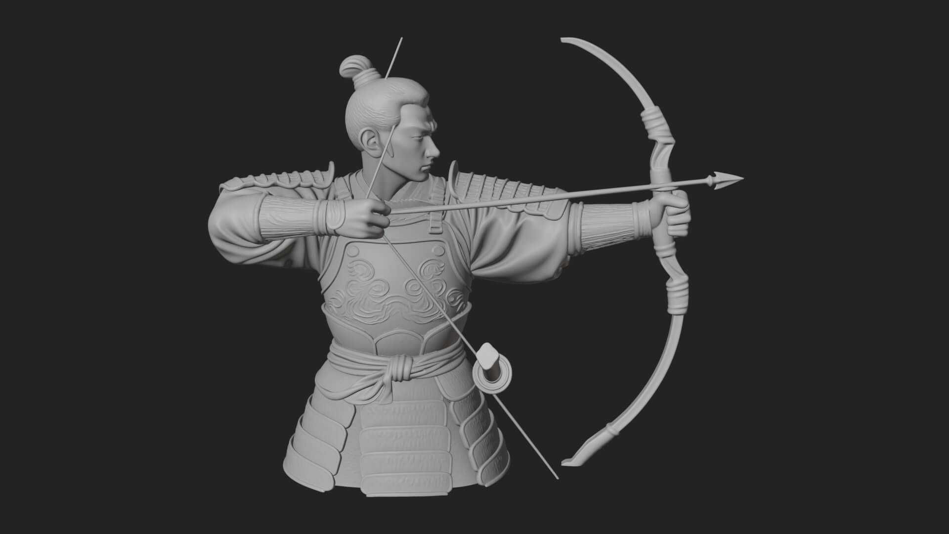 Samurai Archer Statue Design 1 3D Print Model 3D Model