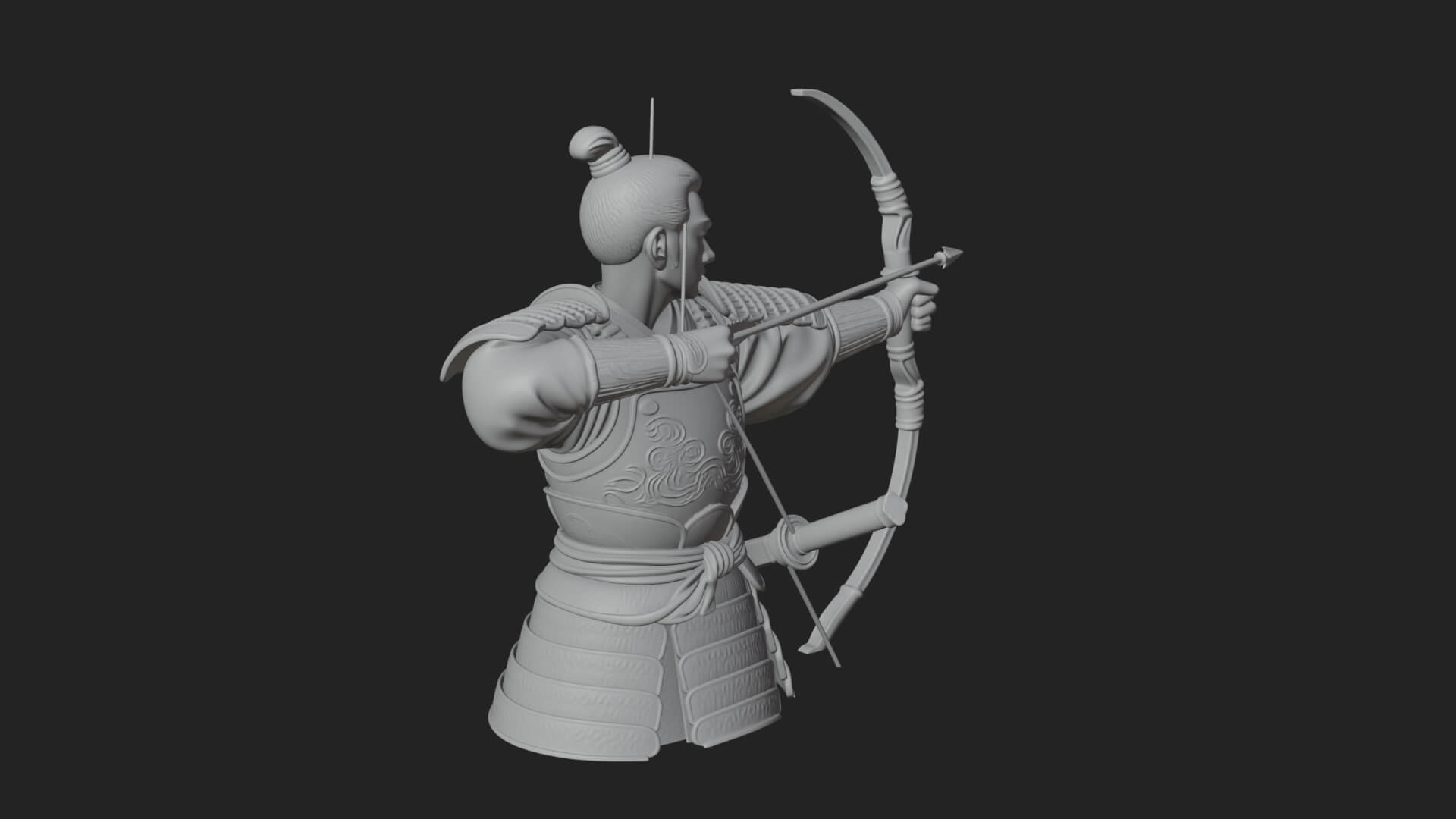 Samurai Archer Statue Design 1 3D Print Model 3D Model