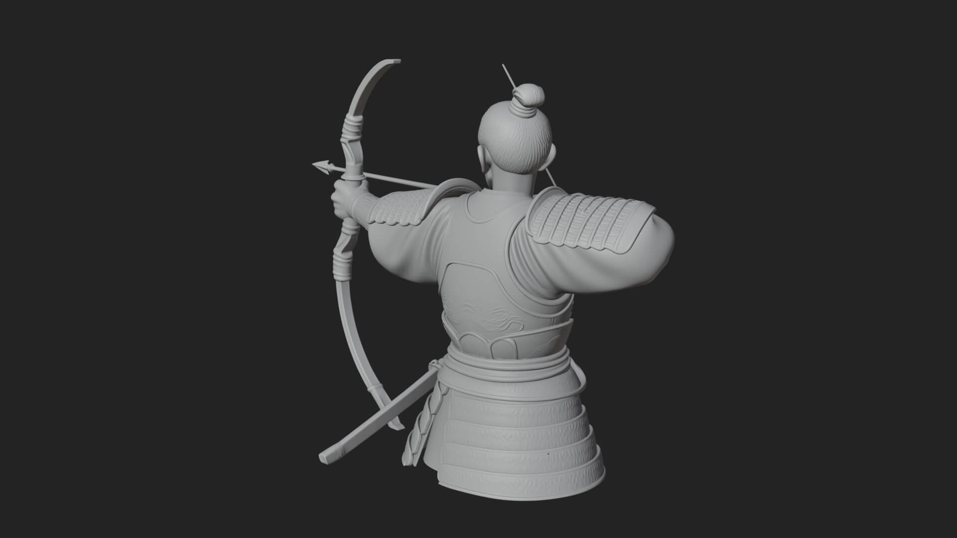 Samurai Archer Statue Design 1 3D Print Model 3D Model